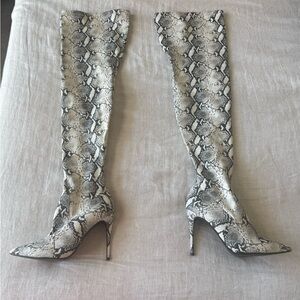 Steve Madden Over the Knee Snake Print Heels